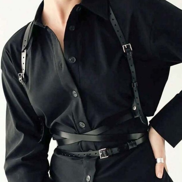 Vegan Leather Wrap-Around Suspender Harness Belt - Picture 5 of 9